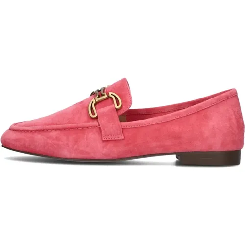 Rote Wildleder Loafers mit Goldkettendetail , Damen, Größe: 37 EU - Bibi Lou - Modalova