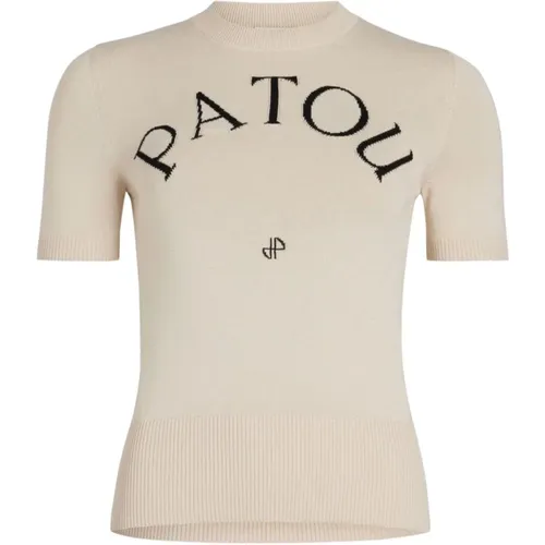 Weißes Stricklogo-T-Shirt,Ivory Weißer Jacquard Pullover - Patou - Modalova