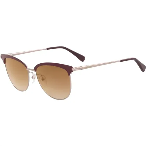 Sunglasses Dark Gold Burgundy Gradient Mirror , unisex, Sizes: 55 MM - Longchamp - Modalova