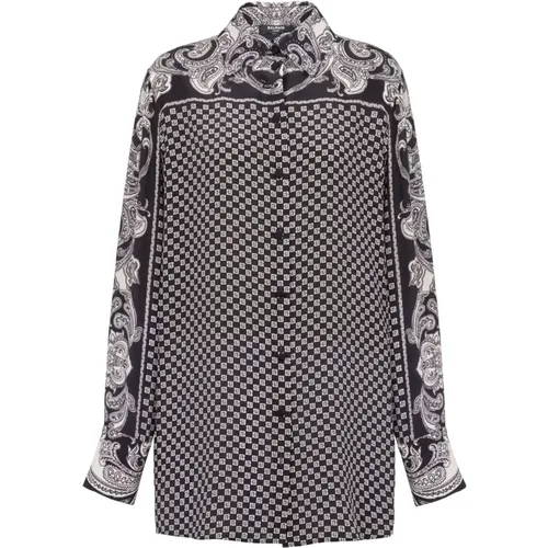 Paisley print silk shirt , female, Sizes: XS, XL, S, M - Balmain - Modalova