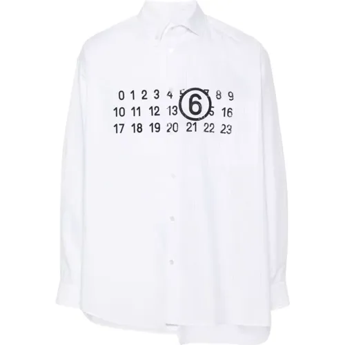 Weiße Baumwoll-Popeline-Hemd , Herren, Größe: XL - MM6 Maison Margiela - Modalova