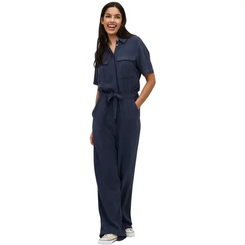 Navy Leinen Jumpsuit Carello , Damen, Größe: XS - MbyM - Modalova