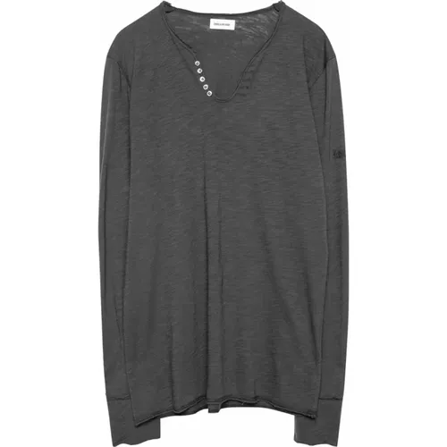 Charcoal Monastir Slub Langarm T-Shirt - Zadig & Voltaire - Modalova