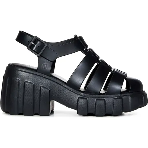 Schwarze Fisherman Style Keilabsatz Sandalen , Damen, Größe: 41 EU - Melissa - Modalova