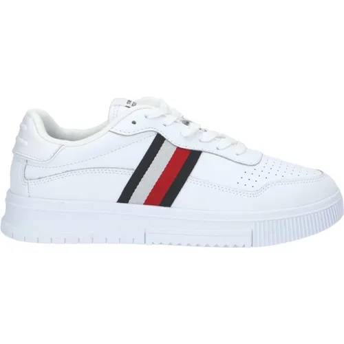 Sneaker mit blauem und rotem Stoffeinsatz , Herren, Größe: 40 EU - Tommy Hilfiger - Modalova