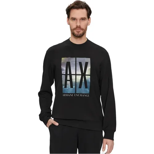 Regular Fit Sweatshirt - Les Noirs , Herren, Größe: L - Armani Exchange - Modalova