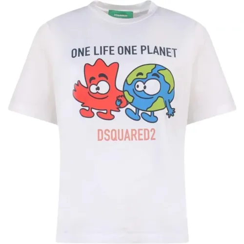 Bio-Baumwoll T-Shirt mit Grafikdruck - Dsquared2 - Modalova