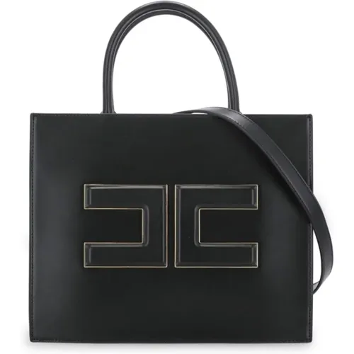 Schwarze Einkaufstasche mit Abnehmbarem Riemen , Damen, Größe: ONE Size - Elisabetta Franchi - Modalova