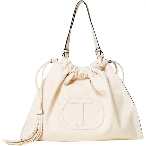 Soft Leather Hobo Bag with Tassel Detail , female, Sizes: ONE SIZE - Twinset - Modalova