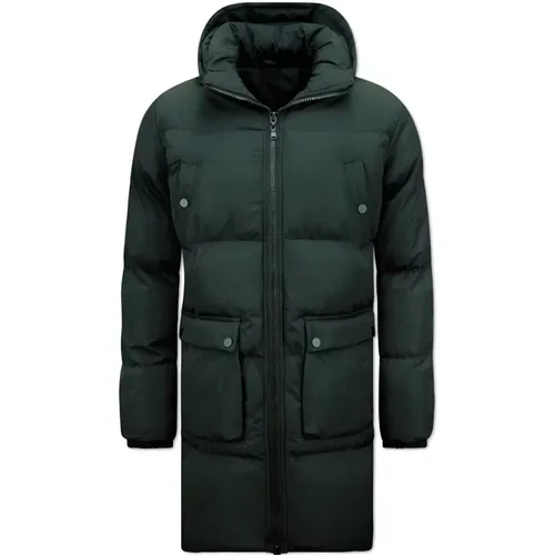 Lange aufgeblasene Winterjacke mit Kapuze für Männer , Herren, Größe: M - Local Fanatic - Modalova