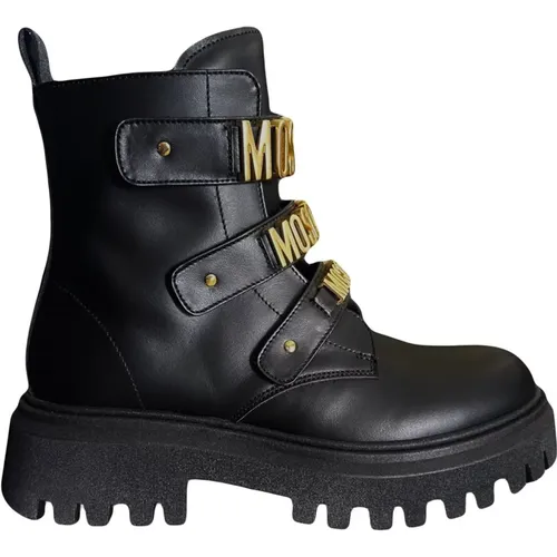 Triple Lettering Logo Ankle Boots Strap , female, Sizes: 3 UK, 7 UK - Moschino - Modalova