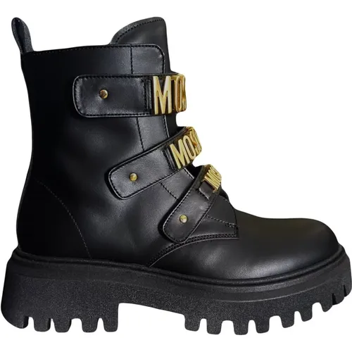 Triple Lettering Logo Ankle Boots Strap , female, Sizes: 5 UK, 3 UK, 4 UK, 7 UK, 6 UK - Moschino - Modalova