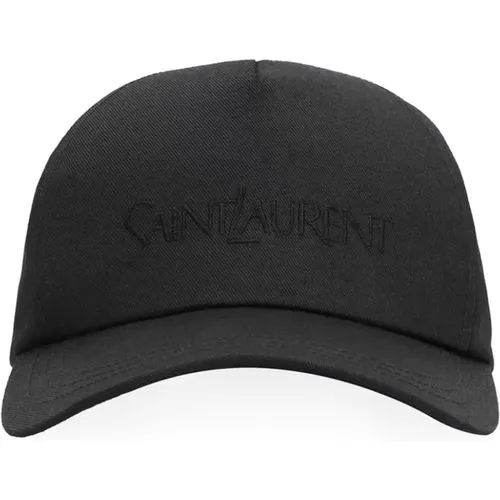 Logo Baseball Cap Baumwolle Leinen , Damen, Größe: 59 CM - Saint Laurent - Modalova