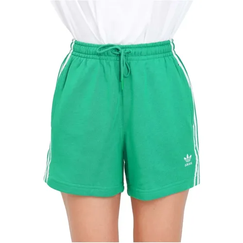 Grüne und weiße 3-Streifen Shorts , Damen, Größe: XS - adidas Originals - Modalova