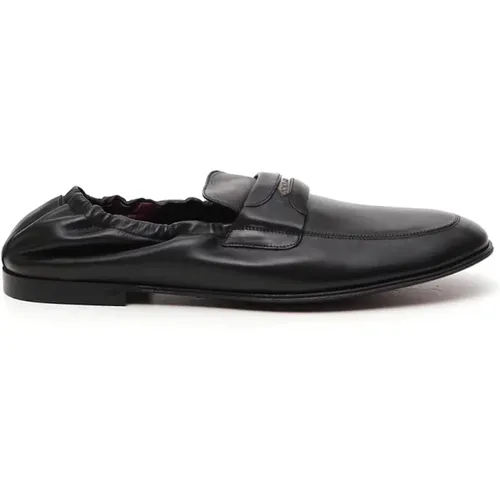 Embossed Logo Leather Loafers , male, Sizes: 8 UK - Dolce & Gabbana - Modalova