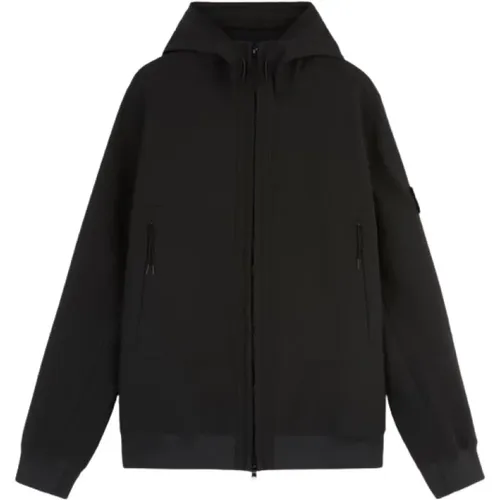 Schwarze Softshell-Kapuzenjacke , Herren, Größe: S - Stone Island - Modalova