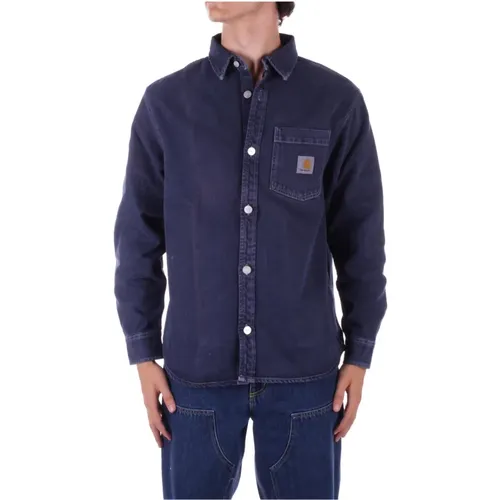 Blaues Logo Frontknopfhemd,Air Force George Shirt - Carhartt WIP - Modalova