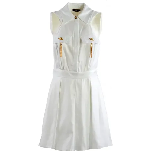 Short Dress with Side Zipper and Snap Buttons , female, Sizes: L - Elisabetta Franchi - Modalova