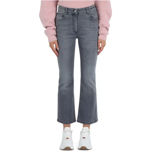 Denim Flare Crop Hose mit 5 Taschen , Damen, Größe: S - Marella - Modalova