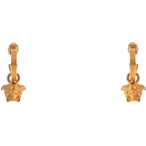 Medusa Greek Circle Earrings with Charm , female, Sizes: ONE SIZE - Versace - Modalova