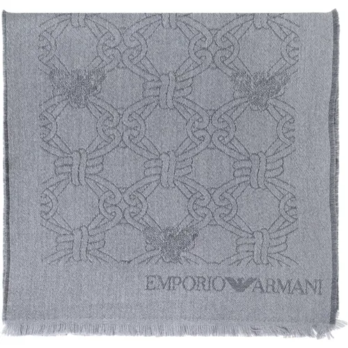 Wool scarf with logo , male, Sizes: ONE SIZE - Emporio Armani - Modalova