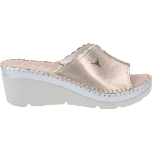 Chic Leather Flat Sandals , female, Sizes: 7 UK - Cinzia Soft - Modalova