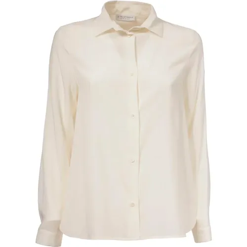 Silk Shirt with Classic Collar , female, Sizes: S, L, XL - Le Tricot Perugia - Modalova