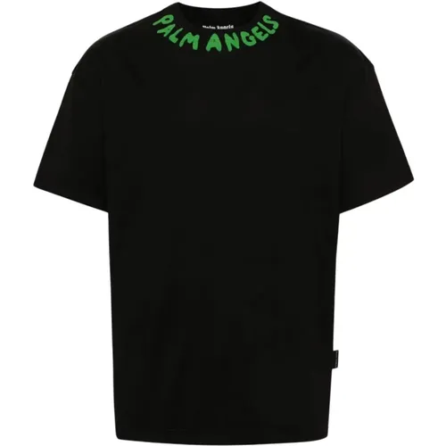 Saisonales Logo-Print T-Shirt , Herren, Größe: S - Palm Angels - Modalova
