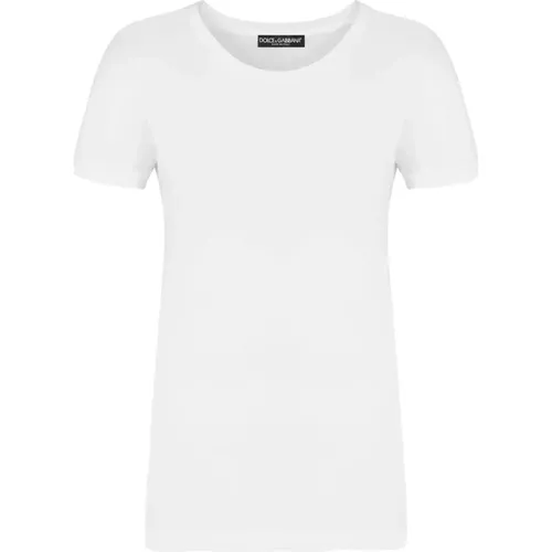 Casual Baumwoll T-Shirt , Damen, Größe: 3XS - Dolce & Gabbana - Modalova