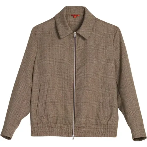 Prince of Wales Check Jacket with Shirt Collar and Elastic Zip Closure , male, Sizes: S, L - Barena Venezia - Modalova