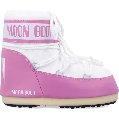 Rosa Weiße Geschlossene Schuhe Icon Low , Damen, Größe: 36 EU - moon boot - Modalova