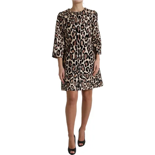 Elegantes Leopard Print A-Line Minikleid - Dolce & Gabbana - Modalova