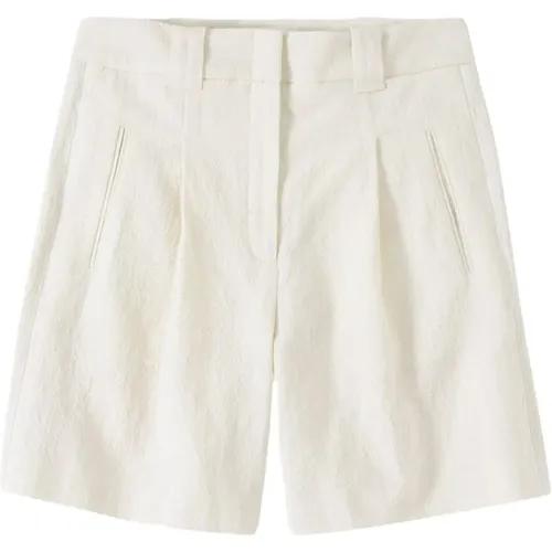 Cotton Linen Bermuda Shorts , female, Sizes: W26, W27 - closed - Modalova