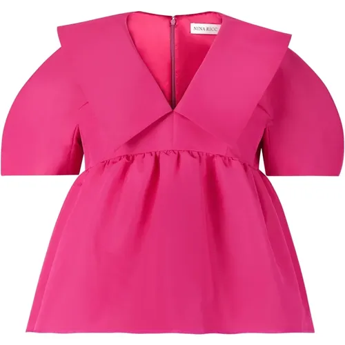 Rosa Taffeta Babydoll Top , Damen, Größe: XL - Nina Ricci - Modalova