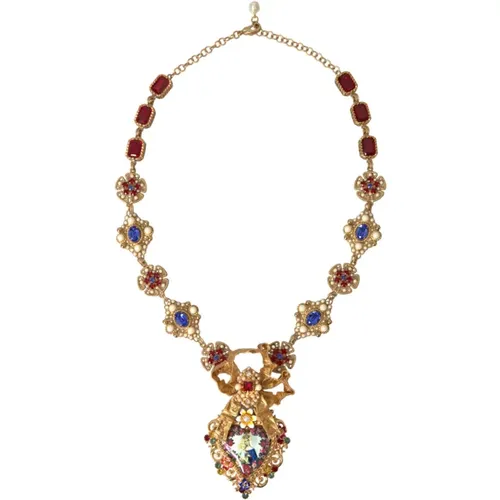 Kristall Perlen Verzierte Mama Mary Halskette - Dolce & Gabbana - Modalova