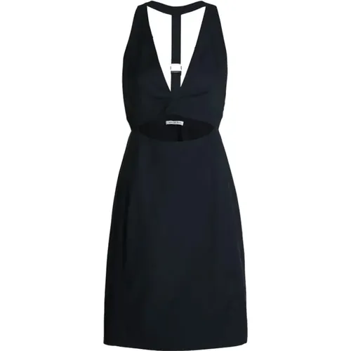 Schwarzes Kleid mit offenem Rücken und Riemen , Damen, Größe: M - Calvin Klein - Modalova