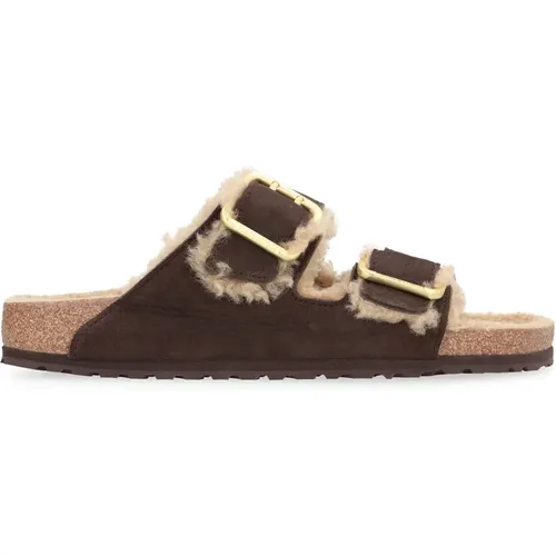 Shearling-Slides mit Pelzfutter , Herren, Größe: 42 EU - Birkenstock - Modalova