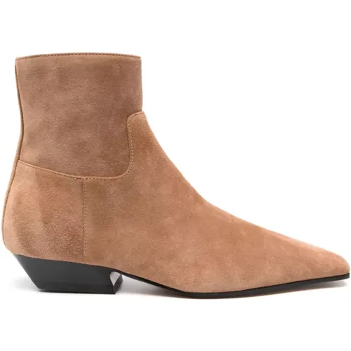 Beige Suede Square Toe Boots , female, Sizes: 6 UK, 5 UK, 7 UK, 8 UK, 3 UK, 4 UK - Khaite - Modalova