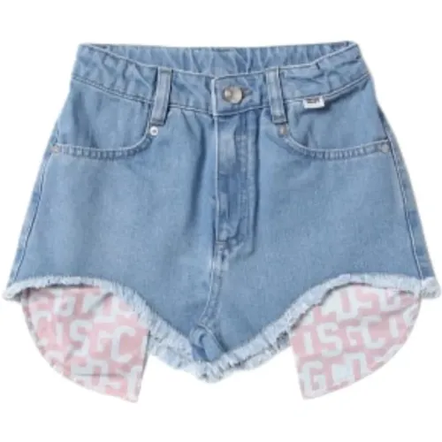 Kinder-Shorts in hell gewaschener Jeans mit Fransen und gebogenem Bein - Gcds - Modalova
