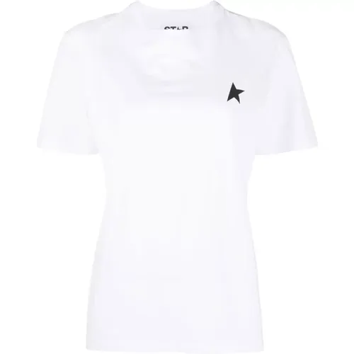 Baumwolle Logo Print Rundhals T-shirts , Damen, Größe: M - Golden Goose - Modalova