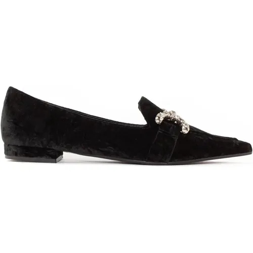 Eloise Jewel Detail Velvet Loafers , female, Sizes: 4 UK - Roberto Festa - Modalova