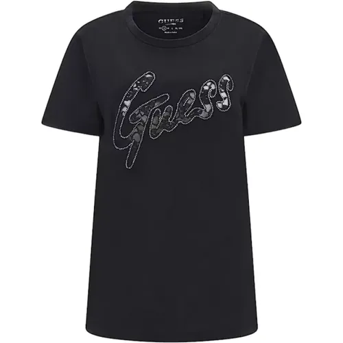 Lace Logo Easy T-Shirt Collection , female, Sizes: M, XS - Guess - Modalova