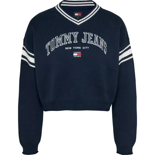 Casual V-Ausschnitt Pullover , Damen, Größe: S - Tommy Jeans - Modalova