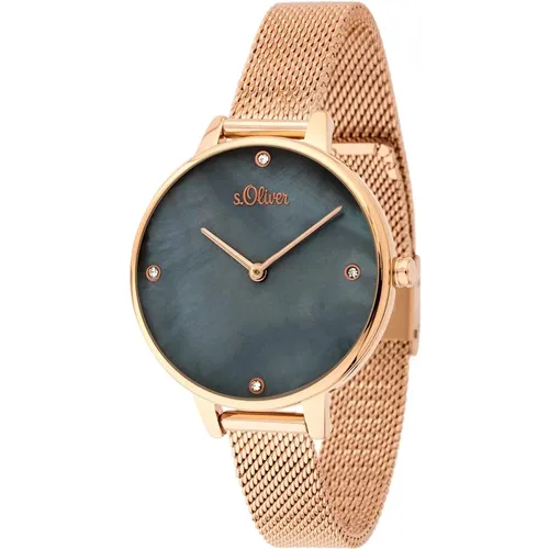 Ladies Watch So-3657-Mq Gold Black , female, Sizes: ONE SIZE - s.Oliver - Modalova