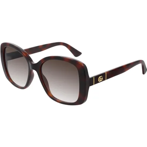 Havana/ Shaded Sunglasses , female, Sizes: 56 MM - Gucci - Modalova