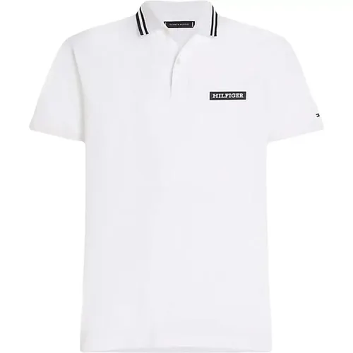 Monotype Tipped Collar Short Sleeve Polo , Herren, Größe: L - Tommy Hilfiger - Modalova