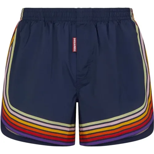 Branded Stripe Swimshorts , male, Sizes: M, L - Dsquared2 - Modalova