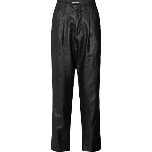 Raina Schwarze Leinenhose - Rabens Saloner - Modalova