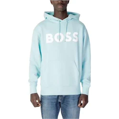 Leichter Blauer Bedruckter Kapuzenpullover - Hugo Boss - Modalova