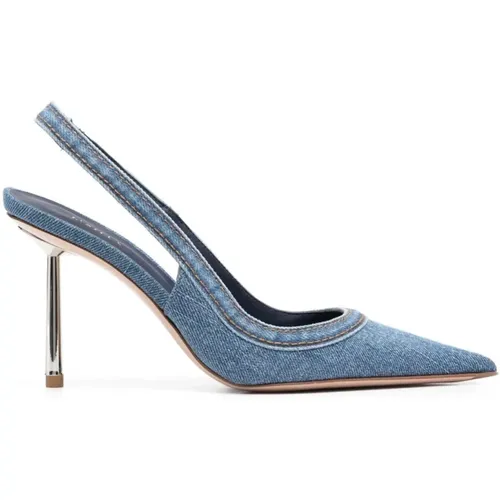 Blaue Denim Slingback Stiletto Heels , Damen, Größe: 38 1/2 EU - Le Silla - Modalova